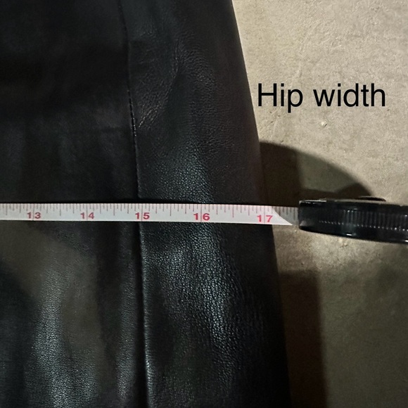 NWT All Saints Black Leather Midi Skirt w/ angular slit, pockets & front zipper - Picture 10 of 13